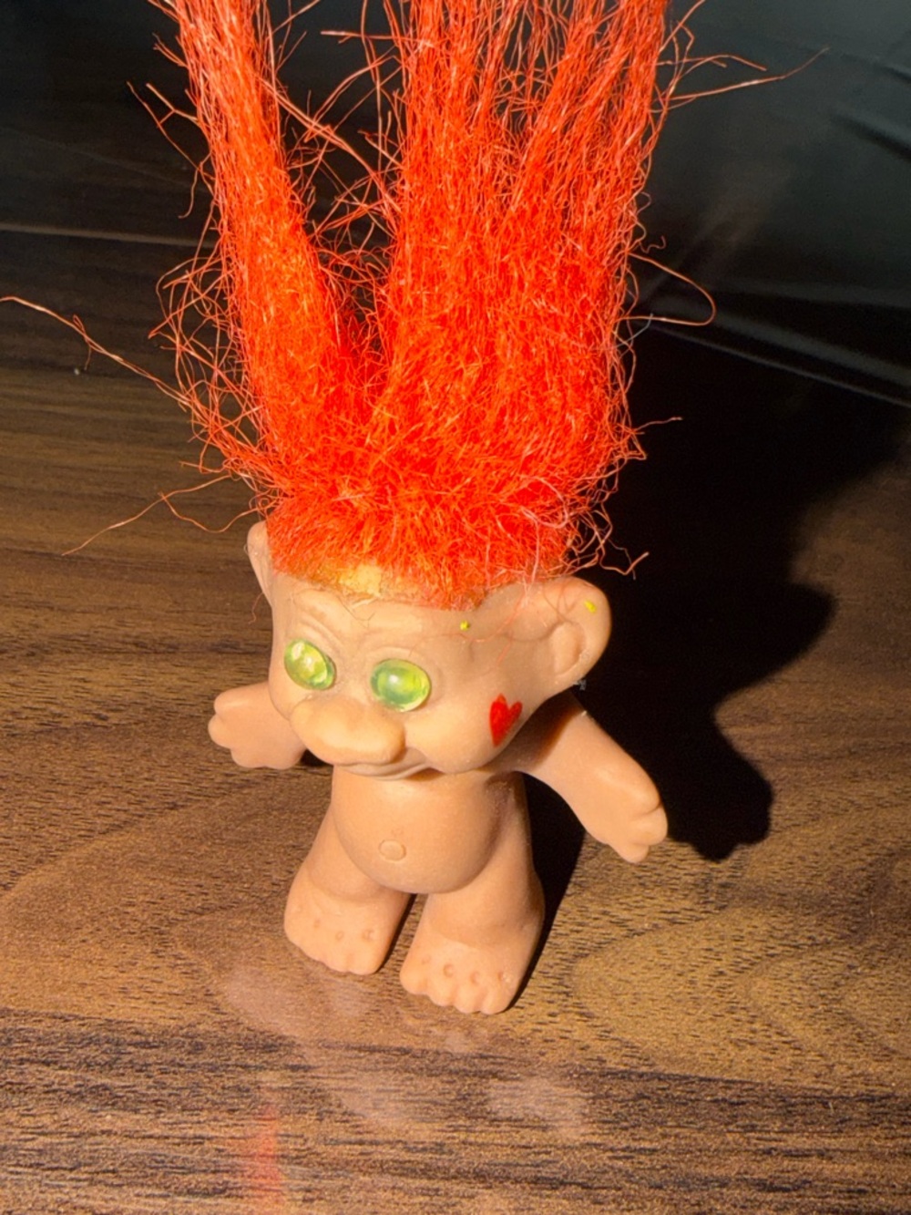 Vintage Troll Doll with Bright Orange Hair and Green Eyes